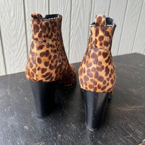 Marc Fisher LTD Calf Hair Leopard Print Heeled Ankle Boots 9M - Picture 7 of 11